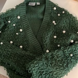 MIGHTY FINE GREEN PEARL SWEATER XS